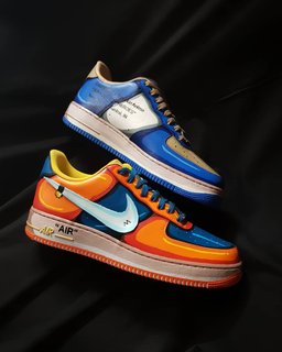 Dark Blue Orange White Yellow Custom Air Force 1 - view 5
