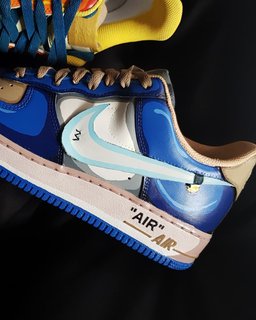 Dark Blue Orange White Yellow Custom Air Force 1 - view 7