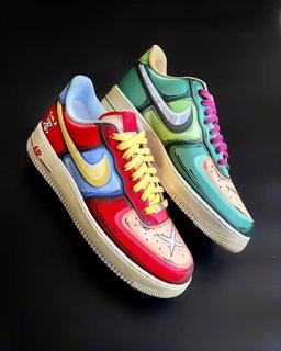 Cartoon Skeleton Green Blue Red Orange Custom Air Force 1 - view 2