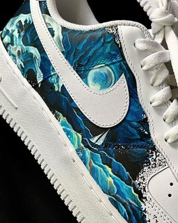 Waves Snow-capped Mountain Blue Yellow Black Custom Air Force 1 - view 3