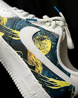 Waves Snow-capped Mountain Blue Yellow Black Custom Air Force 1 - view 2