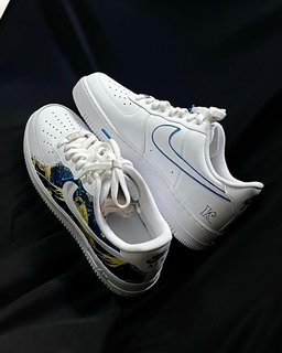 Waves Snow-capped Mountain Blue Yellow Black Custom Air Force 1 - view 4