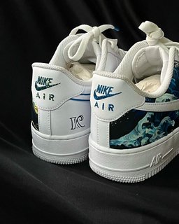 Waves Snow-capped Mountain Blue Yellow Black Custom Air Force 1 - view 5