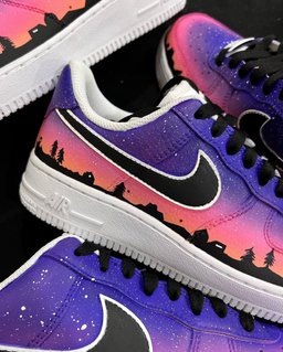 Night Star Building Purple Pink gradient Custom Air Force 1 - view 2