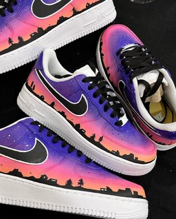 Night Star Building Purple Pink gradient Custom Air Force 1 - view 3