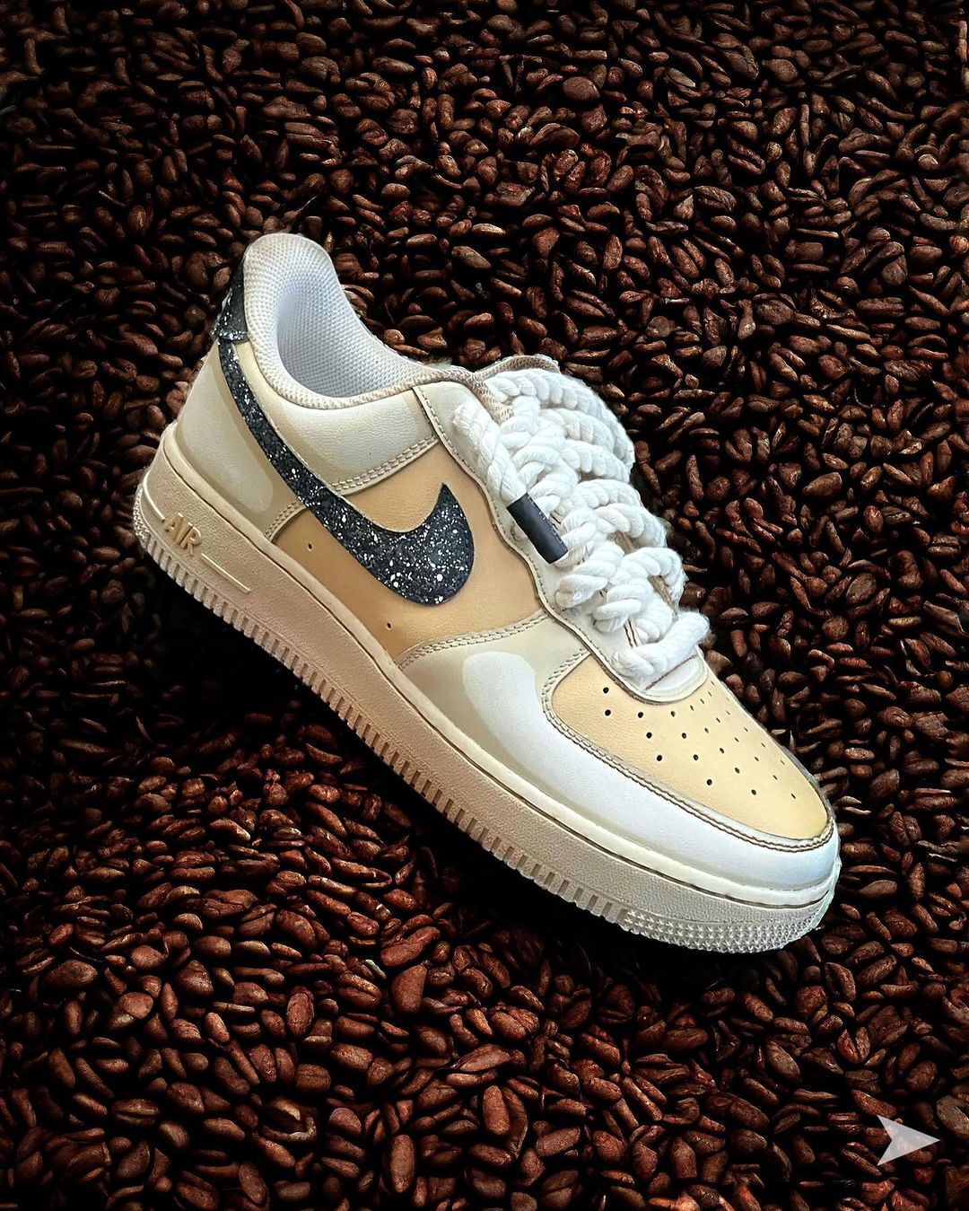 Thick Lace  Retro Design Yellow White Black Custom Air Force 1