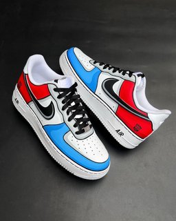 Navy Blue Red Black Custom Air Force 1 - view 3