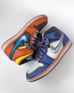 Orange Yellow Blue White Black Custom Air Force 1 - view 2