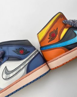 Orange Yellow Blue White Black Custom Air Force 1 - view 3