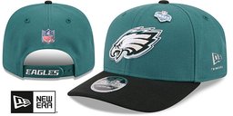 Philadelphia Eagles 2026 Pre-Curved NFL Draft Stretch Snap Green Black New Era hat – front and back