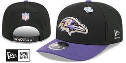 Baltimore Ravens 2026 Pre-Curved NFL Draft Stretch Snap Black Purple New Era hat – front and back