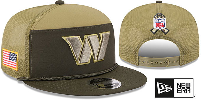 Washington Commanders 2025 Salute to Service Snapback Dark Green Olive New Era hat – front and back