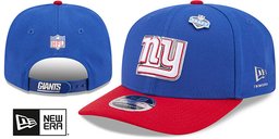 New York Giants 2026 Pre-Curved NFL Draft Stretch Snap Royal Red New Era hat – front and back