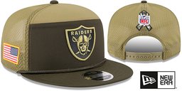 Las Vegas Raiders 2025 Salute to Service Snapback Dark Green Olive New Era hat – front and back
