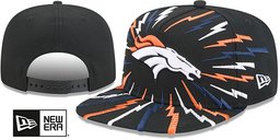 Denver Broncos Bolt A-Frame Snapback Black New Era hat – front and back