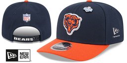 Chicago Bears 2026 Pre-Curved NFL Draft Stretch Snap Navy Orange New Era hat – front and back