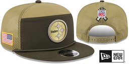 Pittsburgh Steelers 2025 Salute to Service Snapback Dark Green Olive New Era hat – front and back