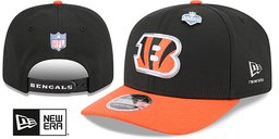 Cincinnati Bengals 2026 Pre-Curved NFL Draft Stretch Snap Black Orange New Era hat – front and back