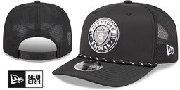 Las Vegas Raiders Rope 2T Game Meshback Stretch Snap Black New Era hat – front and back