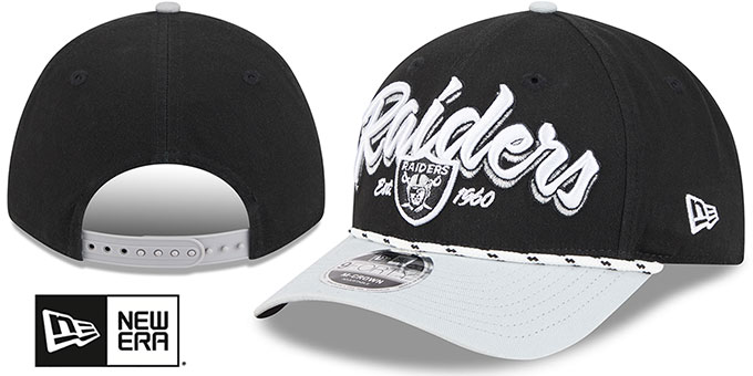 Las Vegas Raiders Team Loyal M-Crown Snapback Black Grey New Era hat – front and back