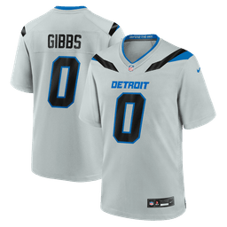 Jahmyr Gibbs #0 Detroit Lions 2026 Rivalries Premium Football Jersey – Silver front product view