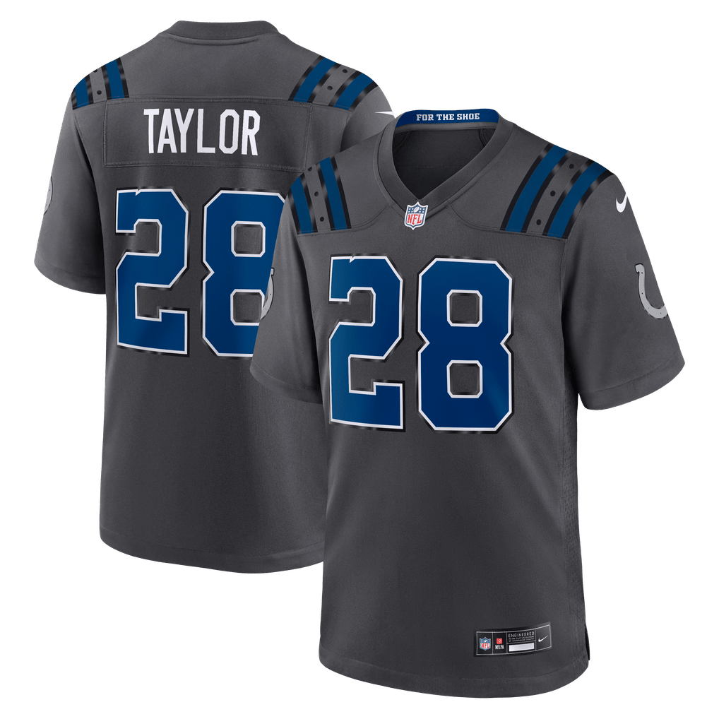 Jonathan Taylor #28 Indianapolis Colts 2026 Rivalries Premium Football Jersey – Anthracite front product view