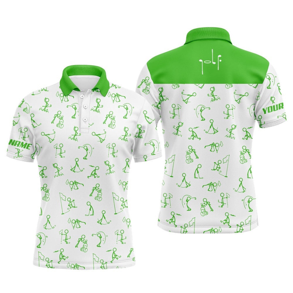 Men Golf Polo Upf Shirts Custom Name Funny Golf Pattern, Green Polo Shirt Golf Outfit Men, Golf Polo Shirt, Golf Shirts