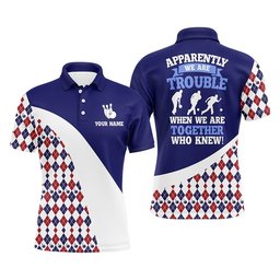 Custom Bowling Shirt For Men, Blue Argyle Bowling Polo Shirt With Name League Bowling Polo Shirt, Personalized Bowling Team Shirt