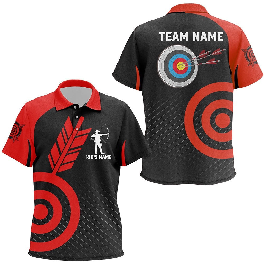 Red Archery Polo Custom Archery Polo Shirts Team League Archery Shirts, Custom Archery Team Polo Shirt