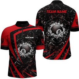 Red Glass Break 8 Ball Billiard 3D Polo Shirts, 8 Ball Pool Polo, Personalized Billiard Polo Shirt