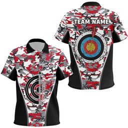 Red Camo Target Archery Polo Shirts Archery Polo Custom Archery Team Shirts, Custom Archery Team Polo Shirt
