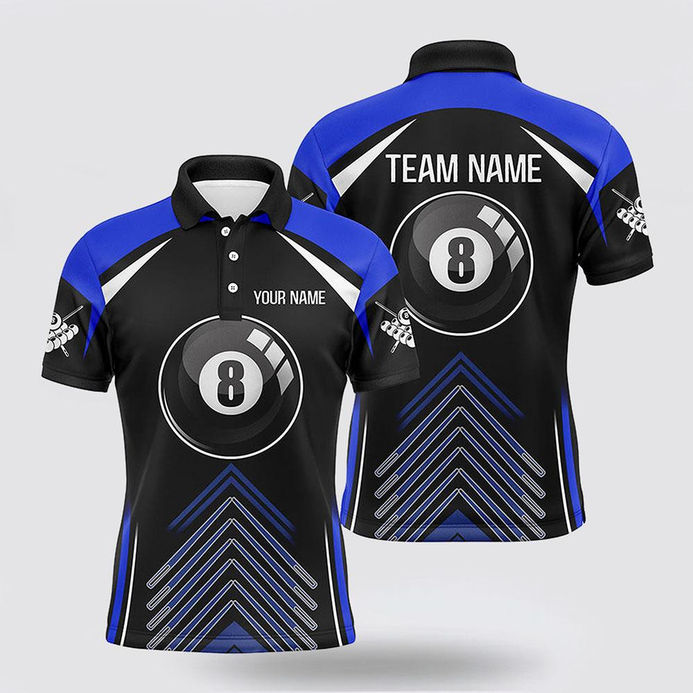 Billiard Polo Shirts, Billiard 8 Ball Blue Black Version Polo Shirts Billiard Pool Jerseys, Billiard Shirt Designs