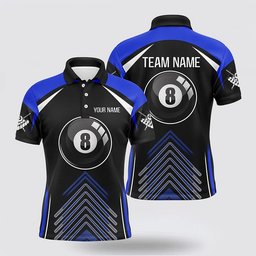 Billiard Polo Shirts, Billiard 8 Ball Blue Black Version Polo Shirts Billiard Pool Jerseys, Billiard Shirt Designs
