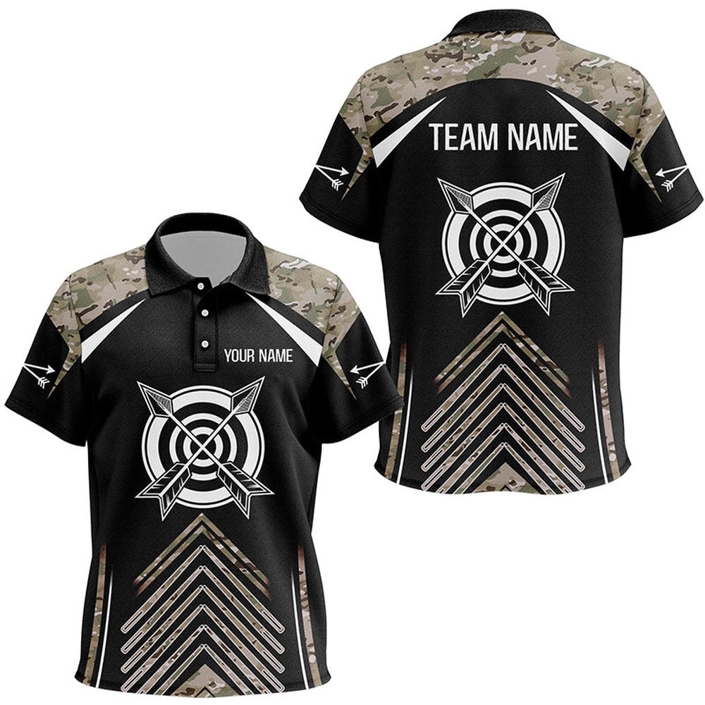 Camouflage Target Archery Polo Shirts, Custom Arrows Archery Team Shirts, Custom Archery Team Polo Shirt