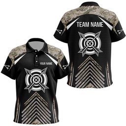 Camouflage Target Archery Polo Shirts, Custom Arrows Archery Team Shirts, Custom Archery Team Polo Shirt