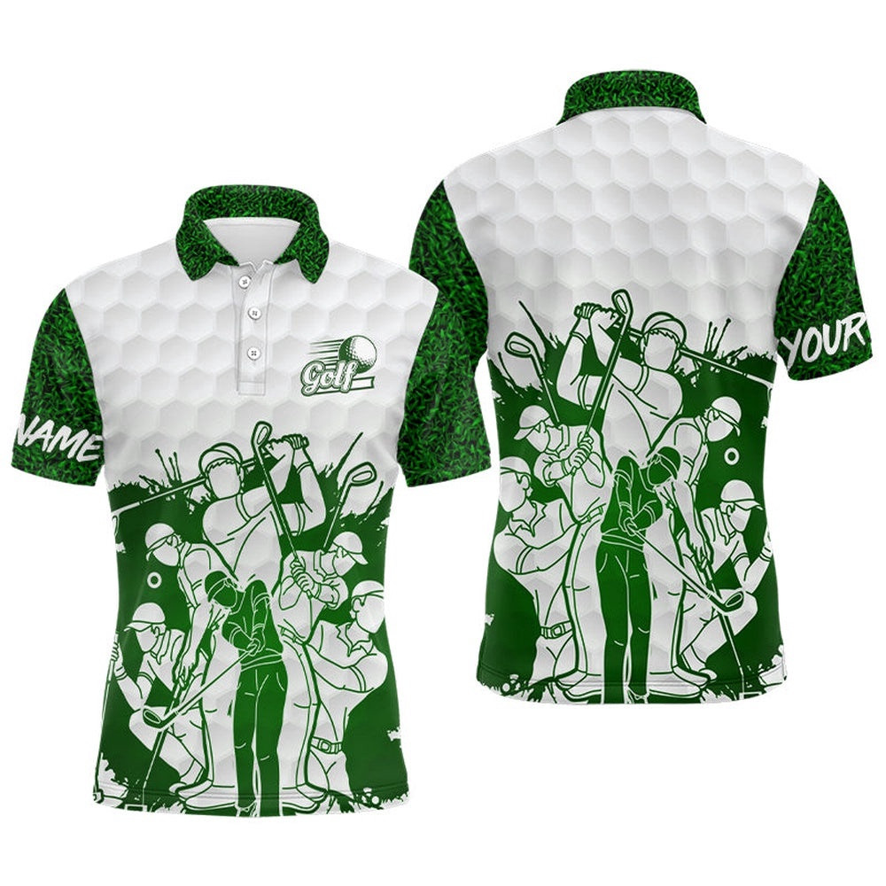 King Of The Green Men's Golf Polo Shirt, White And Green Golf Shirts For Men, Cool Gifts For Golfers, Golf Polo Shirt, Golf Shirts