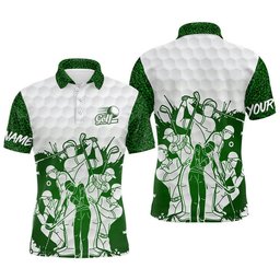King Of The Green Men's Golf Polo Shirt, White And Green Golf Shirts For Men, Cool Gifts For Golfers, Golf Polo Shirt, Golf Shirts