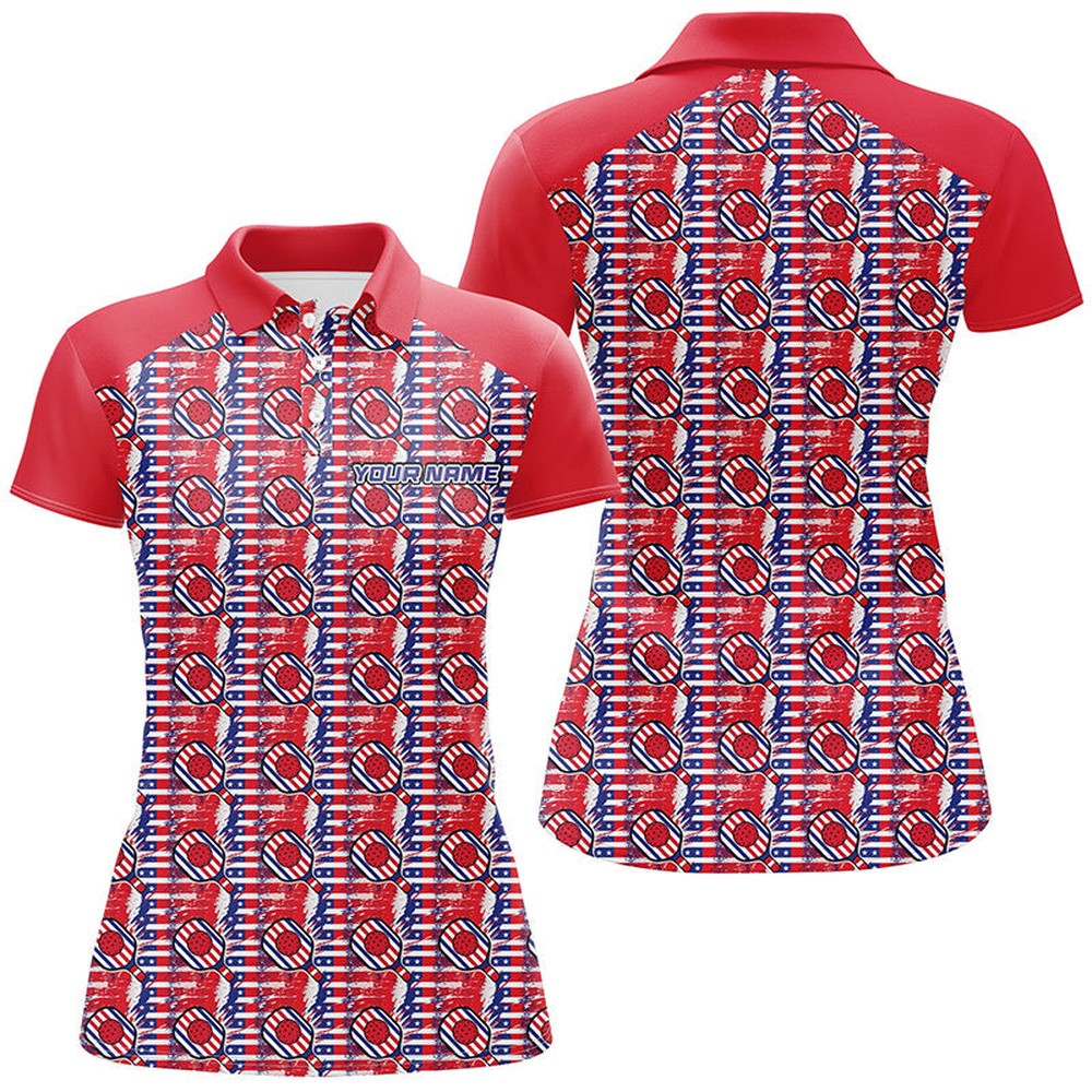 Custom American Flag Pickleball Polo Shirts, Patriotic Pickleball Polo Shirts For Women's, Pickleball Polo Shirts