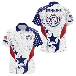Grunge US Flag Archery Polo Shirts Custom Patriotic Archery Polo, Custom Archery Team Polo Shirt
