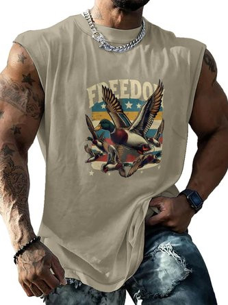 Mens Crewneck Tank Tops Duck Hunting Beach Sleeveless Shirt