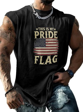 Indepndence Day Pride Flag Crewneck Tank Tops Sleeveless Shirt
