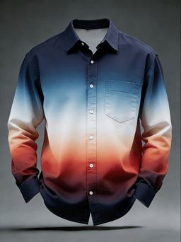 Moisture Wicking Ombre Chest Pocket Holiday Long Sleeved Shirt