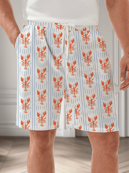 Moisture Wicking Striped Lobster Casual Shorts