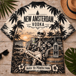 New Amsterdam Vodka Too Old To Care Skeleton Vintage Hawaiian Shirt