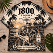 1800 Tequila Too Old To Care Skeleton Vintage Hawaiian Shirt
