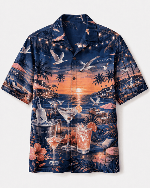 Grey Goose Sunset Beach Lounge Hawaiian Shirt