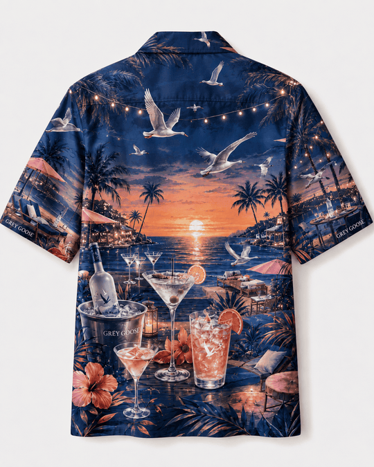 Grey Goose Sunset Beach Lounge Hawaiian Shirt