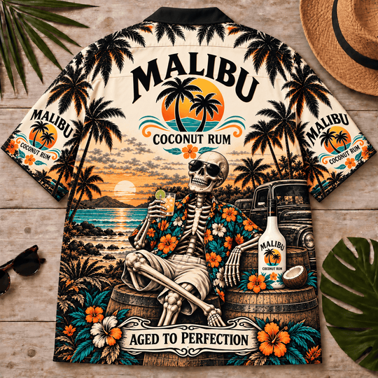 Malibu Too Old To Care Skeleton Vintage Hawaiian Shirt