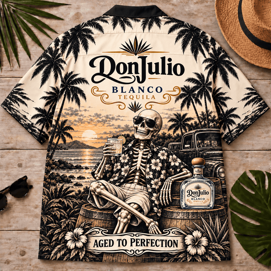 Don Julio Too Old To Care Skeleton Vintage Hawaiian Shirt