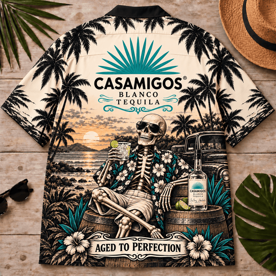Casamigos Too Old To Care Skeleton Vintage Hawaiian Shirt